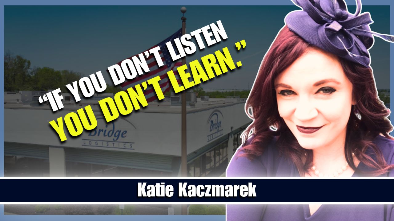 Katie Kaczmarek of Bridge Logistics on The Miles and Mentors Podcast, discussing career transitions, mentorship, and success in the freight industry.